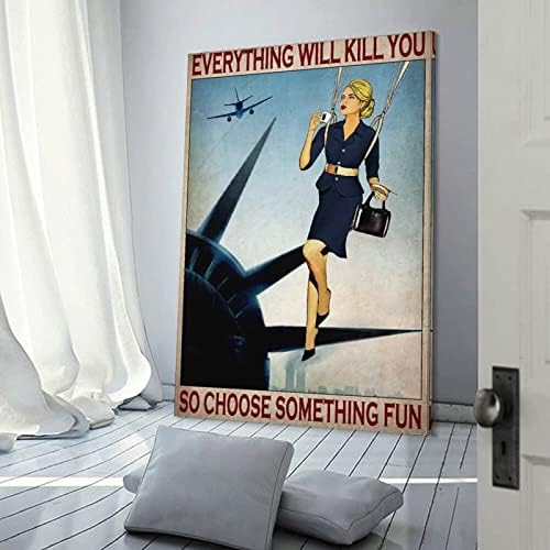 Ретро Постер Цитат на Стюардеса на Авиокомпания Мотивационен Плакат Самолет Стенно Изкуство, Печат върху Платно