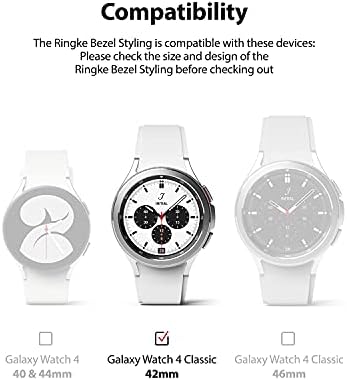 Дизайн безеля Ringke е Съвместим с Samsung Galaxy Watch 4 Classic 42 мм Залепваща рамка Околовръстен делото Защита от надраскване