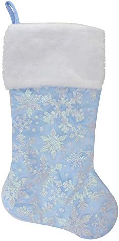 Northlight 19 Led Коледни Чорапи под формата на Синята Переливающейся Снежинки с Пайети