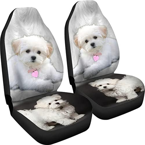 Седалките За Столчета За Автомобил С Принтом Сладък Малтийски Кучета Универсални Калъфи За Столчета За Автомобил - Калъфи