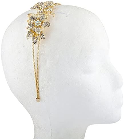 Аксесоари Lux Сребрист тон с декорация във формата на кристали, кристал, превръзка на главата във формата на цвете,