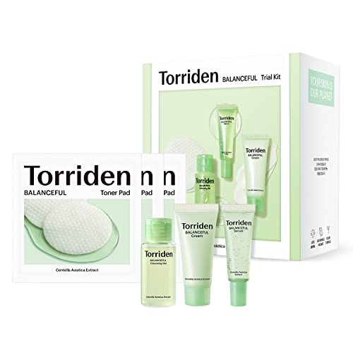 Примерен набор от Torriden BALANCEFUL Cica, определени за ежедневна грижа за кожата с добавянето на gotu Кола