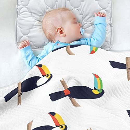 Пеленальное Одеяло с Тропически модел Toucans Памучни Одеало за Бебета, Като Юрган, Леко Меко Пеленальное одеало