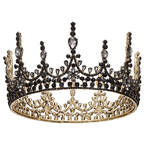 AW Сватбена Черна Корона в бароков стил за жени, Реколта Короната на Кралица за Сватбени Диадем и Короната за Момичета,