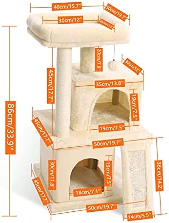 XLAIQ Modern Cats Кула за котки на дървото с Вързана сизалем Когтеточками, Просторен апартамент и Голямо Насестом за малки