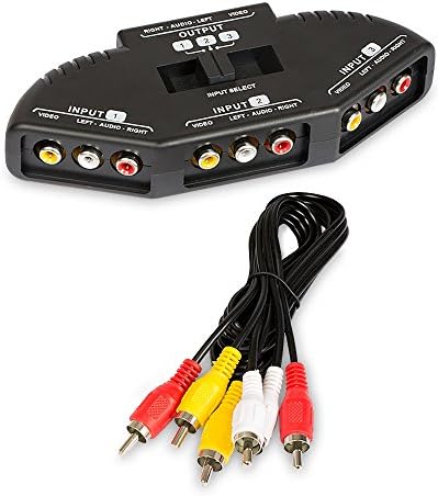 Сплитер Fosmon A1602 RCA с 3-Бандов ключа Аудио, видео RCA + кабел RCA за свързване на 3 RCA изходни устройства към телевизора