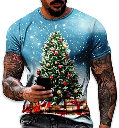Мъжки тениски BEUU Коледа Soldier с къс ръкав, ризи с кръгло деколте и принтом елхи, върховете на домашно парти,