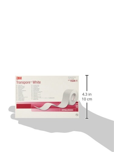 3M™ Transpore™ Бялата хирургическа лента 1534-1, 1 инча х 10 ярда (2,5 см х 9,1 м), 12 ролки / Кутия, 10 картонени кутии /