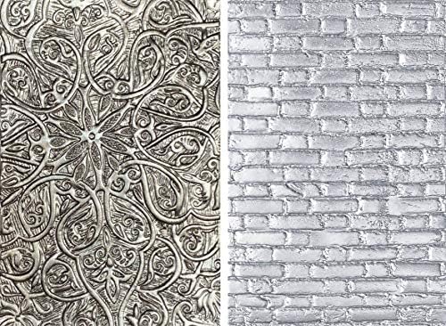 Папки за релеф с 3D текстура Tim Holtz Sizzix Fades - С Гравиран и Тухлена зидария - Комплект от 2 теми