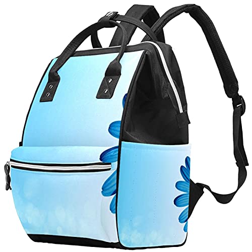 Синьо Цвете Пелена Чанта на Мама Раница с Голям Капацитет Чанта за Памперси Кърмещи Пътна Чанта за Грижа за Детето