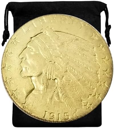 Kocreat Копие 1915 Златна Монета с Главата на Индийския Орел 5 Долара-Точно Копие на Сувенирни Монети на САЩ, Щастлива Монета,