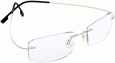 Титанов Очила за четене без рамки + Леки Модни Златни Очила за четене издръжливост 2,25