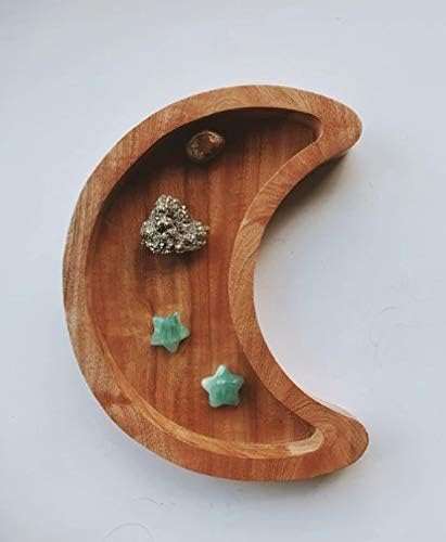 T one woods Дървен поднос за кристал | Дървен поднос за камъни | Wooden органайзер за кристали | Wooden Лунен тава | Поднос