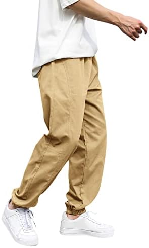 MIASHUI, мъжки ежедневни обикновена свободни панталони с еластичен колан и джоб, панталони splice, 6 пяна с памет