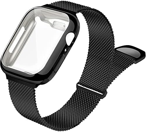 Мрежест Магнитен Метална каишка с калъф, Съвместим с джапанки Apple Watch 38 мм, спортна Регулируема закопчалка от Неръждаема
