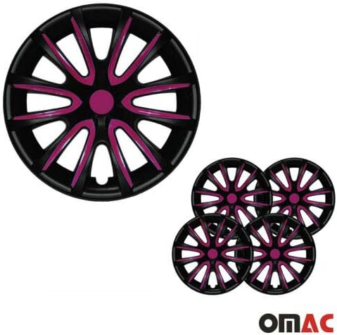 15-Цолови тасове OMAC за Honda Civic Черен Мат и лилави цветове 4 бр. Капака Джанти - Шапки ступиц - Подмяна на
