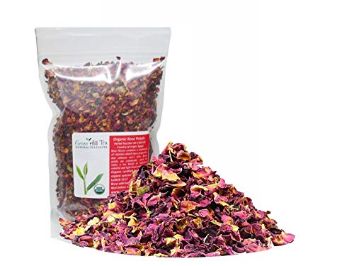 Органичен чай от листенца от рози, билков чай без кофеин (Органичен рози цвете, 4 унция)