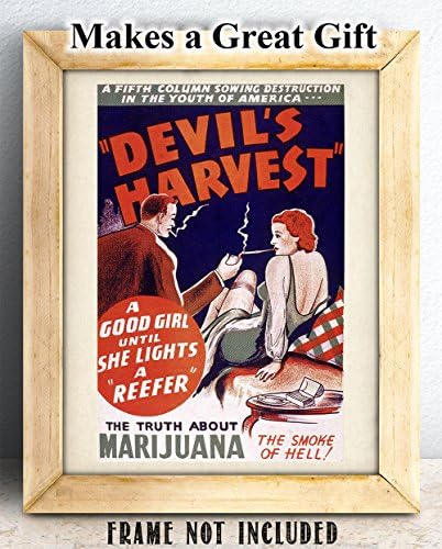 Лудост Рефрижератора Lone Star Art Devil ' s Harvest - Истината за Пушене на марихуана, Плакат 11x14, Ретро Декор на Стените