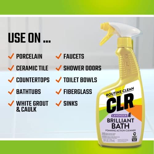 Спрей за почистване на баня CLR Brilliant Bath е с аромат на лавандула, флакон от 26 грама (опаковка от 2 броя)