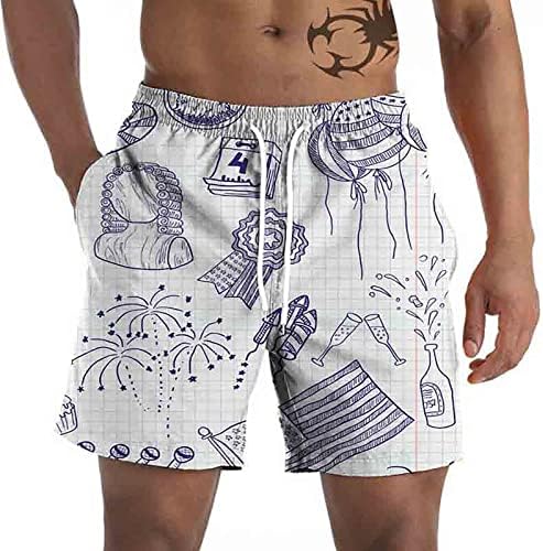 Bmisegm Летни Мъжки Спортни Шорти за Мъже Плажни Панталони с Графичен Модел Ежедневни Панталони на 3D с шарките на