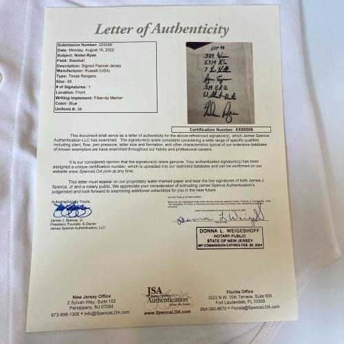 Нолан Райън Подписа Статуетка Игра модели на Тексас Рейнджърс С голям надпис JSA COA - Тениски MLB С автограф