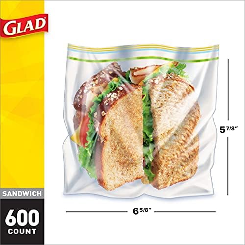 Опаковки за сандвичи GLAD Zipper за съхранение на храна, опаковки за закуски и обяд в движение, мерки и Теглилки за сандвичи