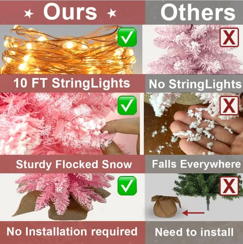 2-подножието Мини-Коледна Елха, с Лека Изкуствена Малка Плота Розов цвят, Коледна украса с Стекающимся Сняг; Изискан Декор
