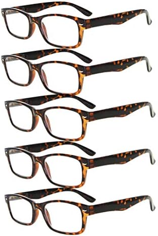 Очила за четене Eyekepper с кутия пролетта вериги за Жени, 5 Опаковки Ридеров в Черепаховой рамка +1.50