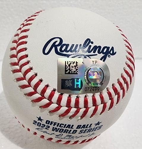 Кристиан Хавиер подписа бейзболни топки Световните серии 2022 година Astros 22 WS Champs MLB с голографическими