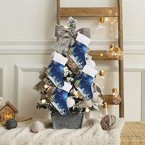 Коледни Чорапи ALAZA, Коледна Елха и Снежен човек, Класически Персонализирани Малки Чулочные Украса за Семейни