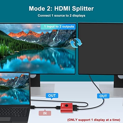 HDMI превключвател, 4K @ 60hz HDMI Splitter, HDMI Switcher 2 in 1 Out, HDMI Switch Сплитер, Двупосочен превключвател
