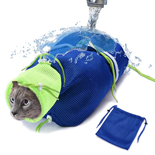 Здрава чанта за грижа за котки и за къпане - Почистване и Пране на Мека Двойна окото, Устойчив на надраскване и ухапвания