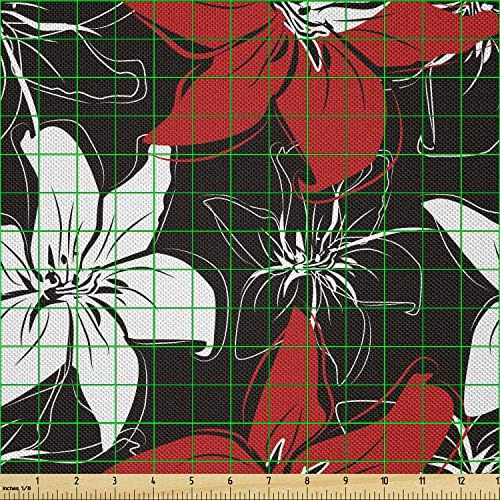 Червено-Черен Плат Ambesonne by The Yard, Легла с Шарени Цветната градина в Ретро стил, Декоративна Сатен Тъкани