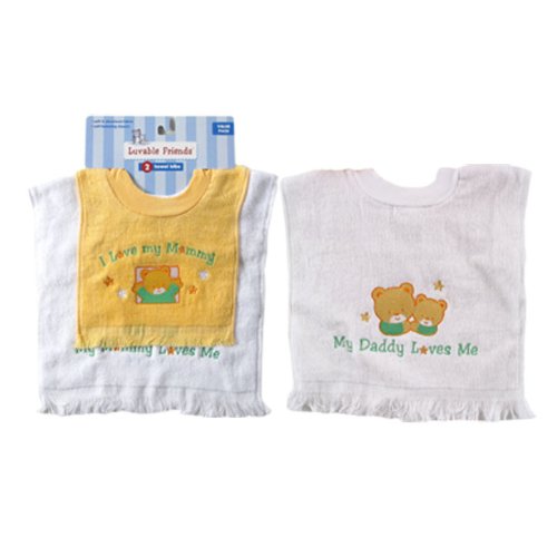 Лигавници-кърпи Luvable Friends от 2 опаковки за новородени, Жълто-Татко (Свалена от производство, производител)