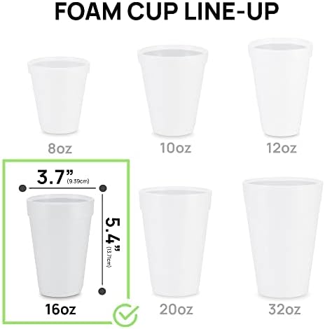 За еднократна употреба от Полистирен чаши, 16-унция (50 опаковки), Бяла Пенопластовый чаша за топли и студени напитки,