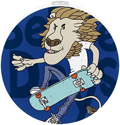 Plug лека нощ от 2 позиции, Led нощна светлина за Скейтборд с изображение на Лъв, Син с тегло от Здрач до Зори, за