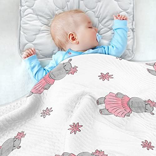 Пеленальное Одеяло Хипопотама Момиче Памучно Одеало за Бебета, Като Юрган, Леко Меко Пеленальное Одеало за детско креватче,