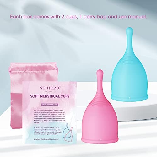Менструални чаши (2 опаковки) - Менструални чаши за Многократна употреба, Меки и гъвкави Средства за дамска