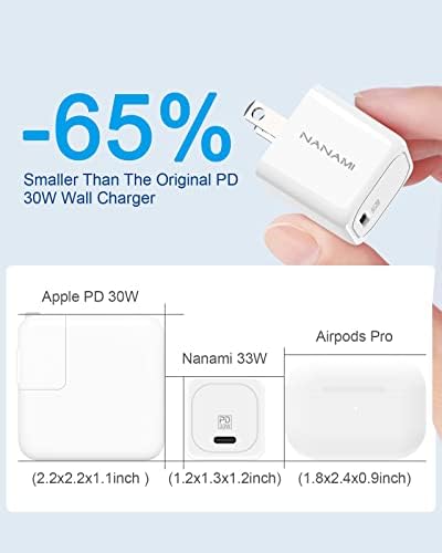 Зарядно устройство, USB C-NANAMI 30W PD Super Fast Wall Charger Компактен захранващ Адаптер за iPhone 14/13/12, iPad Mini/Pro,