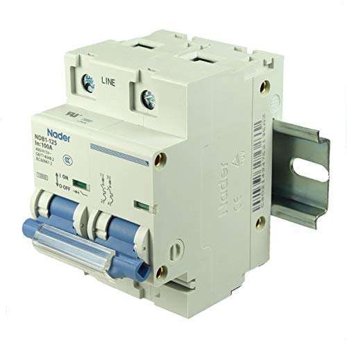 Автоматичен прекъсвач на висок ток ASI NDB1-125C100-2 на DIN-шина, 100 Ампера, 2 полюса, 240 vac, 60 vdc, крива на изключване