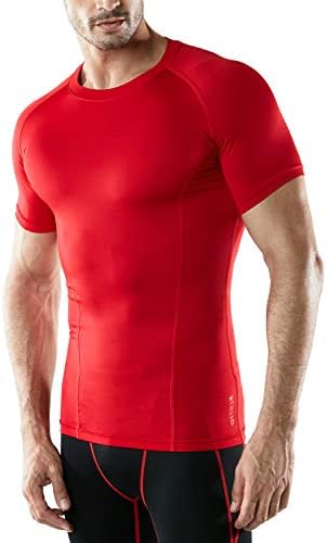 ATHLIO 1 или 3 Опаковки Мъжки Компрессионных Блузи Cool Dry С къс ръкав, Спортни Ризи на Основно ниво, Потници, Спортни Тренировочная риза