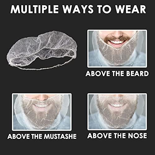 [100 Комплекти] 21-Цолови мрежа за коса с начесом и средства за Защита на брадата - за Еднократна употреба