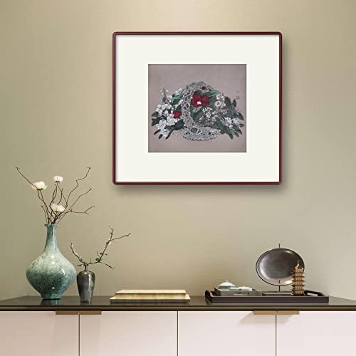 Кошница с Цветя Китайска Живопис Ръчно Рисувани Стенни Изкуството на Източна Азия Четка За Миене на Мастило Акварел Декор за Дома: Хол (Без Рамка, 11 × 10 инча)