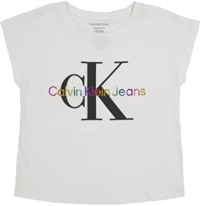 Тениска с графичен логото на Calvin Klein за момичета с къс ръкав