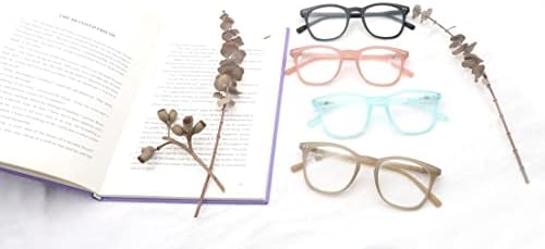 OLOMEE Очила За четене Женски, 4 Опаковки, Цветни Кръгли Очила За четене + 1,25 Леки Стилни и Красиви Дамски Читалня,