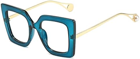 LJCZKA Големи Правоъгълни Очила с Блокиране на Синя Светлина за Мъже И Жени В Дебела Рамка, Срещу Пренапрежение на Очите