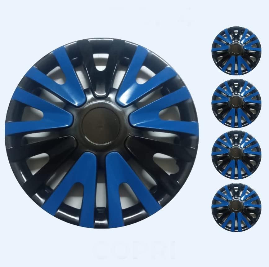 Copri Комплект от 4 Джанти накладки 13 инчов Черно-Синя Капачка Главината На бутоните е Подходящ за Volkswagen VW