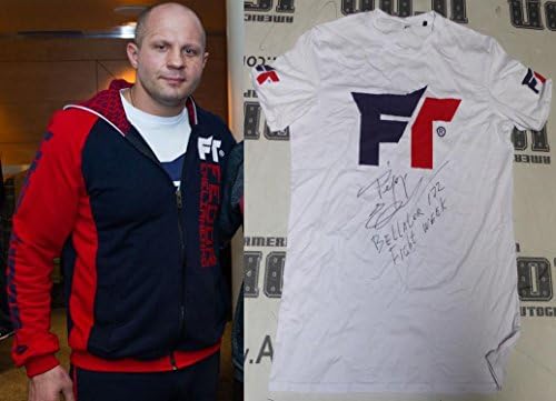 Fedor Emelianenko Подписа Договор С Bellator На 172 Бойцовскую седмица, Поношенная Тениска с БАС Бекет COA - Бокс С Автограф