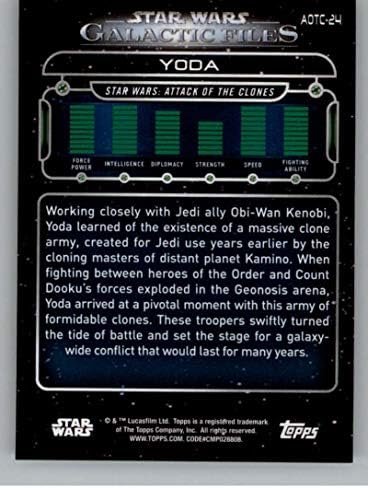 2018 Начело Star Wars Galactic Files AOTC-24 Официалната Неспортивная търговска картичка Йоды в NM или по-добро