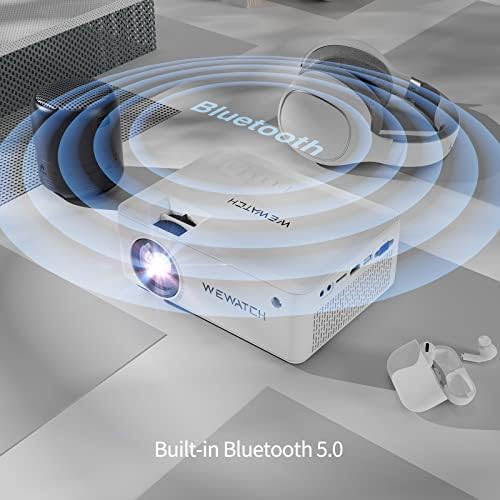 WiFi Bluetooth Проектор със 100-инчов прожекционен екран, портативен шрайбпроектор WEWATCH 8500L за дома и на улицата,